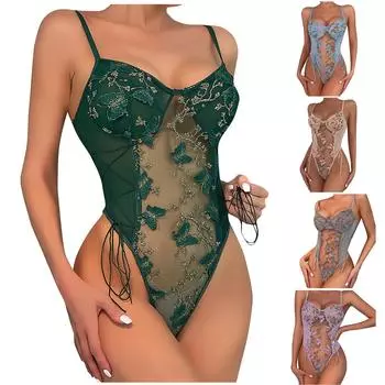 Забавное нижнее белье женское с вышивкой бабочкой и кружевом, облегающее, сексуальное, универсальное для девочек L