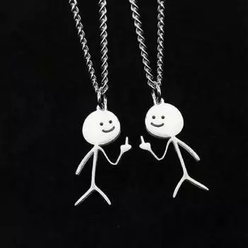 Забавное ожерелье из нержавеющей стали с рисунком в виде смайлика на среднем пальце