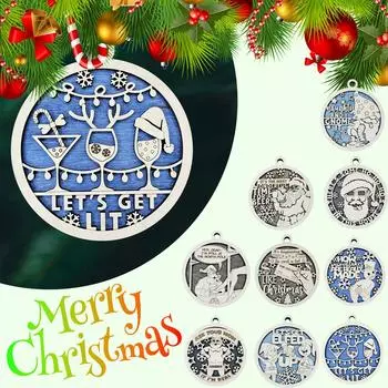 Забавное рождественское украшение, деревянная подвеска в виде Санта-Клауса на рождественскую елку, забавное украшение, украшение на рождественскую елку, креативный рождественский подарочный декор-подвеска One Size