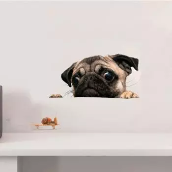 Забавные 3D наклейки на стену с собакой, выглядывающей улиткой, украшения для ванной комнаты, гостиной, художественные наклейки, милые наклейки для туалета с животными для домашнего декора