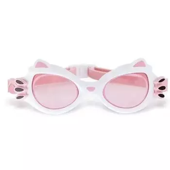 Забавные детские очки для плавания с изображением кошек, линзы HD, анти-УФ, противотуманные очки для бассейна для детей, не протекают, быстро регулируемый ремешок с футляром