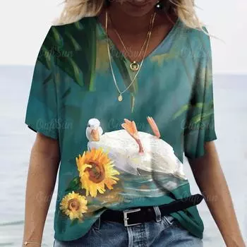 Забавные футболки для женщин с 3D принтом животных, женская одежда, свободная футболка большого размера, летняя повседневная футболка с коротким рукавом, модные топы, футболки S