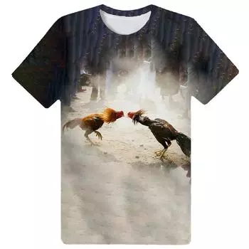 Забавные футболки с 3D принтом петуха, летние мужские и женские модные повседневные футболки с короткими рукавами, уличная футболка в стиле Харадзюку, детские топы, одежда 6XL