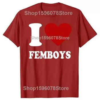 Забавные футболки с графикой красного сердца «Я люблю фембоев» для мужчин и женщин, хлопковая юмористическая уличная одежда, футболка с коротким рукавом, унисекс, свободная одежда S