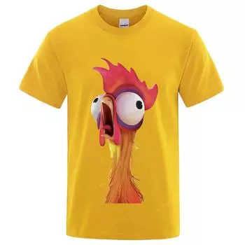 Забавные футболки с изображением курицы, мультяшные аниме-футболки с 3D-принтом для мужчин и женщин, модные футболки большого размера из хлопка, футболки, топы, одежда S