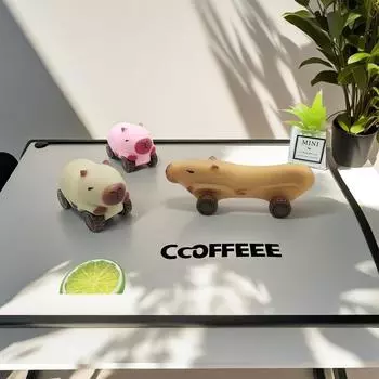 Забавные игрушки-капибары для автомобиля Креативные мультяшные игрушки-капибары Мягкие игрушки-моти для снятия стресса для детей и взрослых Игрушки-фиджет для вентиляции коричневый