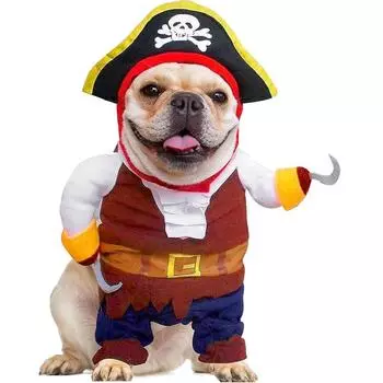 Забавные костюмы для собак на Хэллоуин, пиратский костюм, одежда для косплея для маленьких и средних собак, кошек, чихуахуа, одежда для щенков, товары для домашних животных L