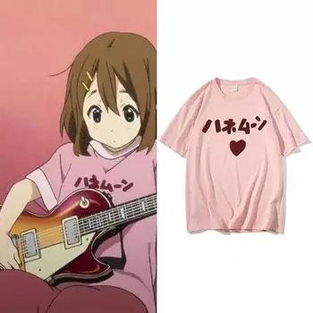 Забавные милые аниме K-ON Hirasawa Yui Akiyama Mio, футболки с принтом в одном стиле, японская футболка Unisexga, женская модная свободная футболка унисекс L