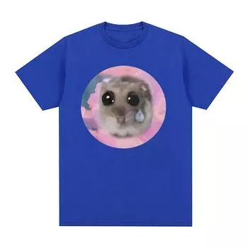 Забавные милые футболки с графикой «Грустный хомяк» для мужчин и женщин, высококачественные эстетические футболки, модные винтажные топы Kawaii, футболки S чёрный