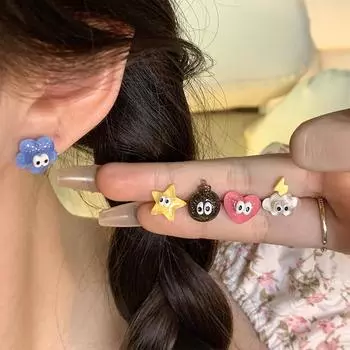 Забавные милые маленькие угольные шариковые серьги в форме дофамина, серьги конфетного цвета 1 set