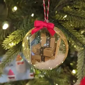 Забавные мини-упаковки, украшение, рождественский прозрачный шар, подвеска, рождественская елка, подвесная экспресс-коробка, украшение, подарочная коробка