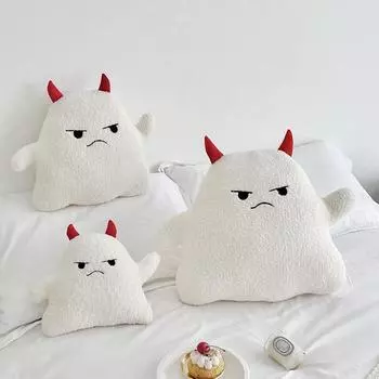 Забавные мягкие подушки в виде злого ангела, мягкая подушка-призрак, подушка для дивана на Хэллоуин, плюшевая игрушка в виде кошмара, детские подарки, домашний декор S