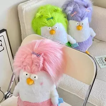 Забавные мультяшные плюшевые игрушки в виде цыпленка с головой афро, кавайные подушки с животными, украшения для дома, кукла-цыпленок из аниме, подарки на день рождения белый