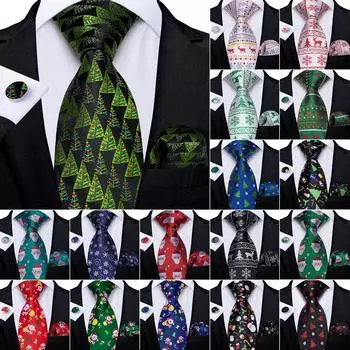 Забавные мужские галстуки, праздничный сезон, вечерние подарки, галстуки для Хэллоуина, Дня Благодарения, Рождественский галстук, комплект запонок