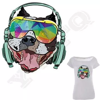 Забавные наклейки, музыкальные наклейки для собак, бытовые нашивки ручной работы, термопереносные термопереводные наклейки с принтом, стильные парчи