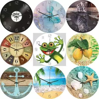 Забавные настенные часы с лягушкой, акриловые, пляжные, с морской звездой, мраморные, с кошкой, настенные часы в стиле ретро для гостиной, спальни, офиса, дома 30cm 12inch