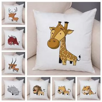 Забавные наволочки с изображением животных из мультфильмов для офиса, гостиной, дома, наволочки для автомобиля, украшения 40x40cm