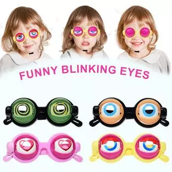 Забавные очки для вечеринок с мигающими глазами, регулируемая веревка, забавные очки для взрослых и детей, очки для розыгрышей, реквизит для фотосессии, товары для вечеринок жёлтый