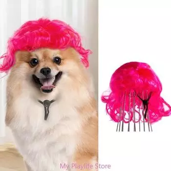 Забавные парики для кошек, собак, локоны, челки, костюмы для собак, парики для волос, шляпы для вечеринок, головные уборы, аксессуары для волос на Хэллоуин/Рождество, подарок розы красного