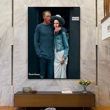 Забавные персонажи, искусство Ван Гога и Моны Лизы, постеры и принты, картины на холсте, настенные художественные картины для декора гостиной, без рамки 21*30cm