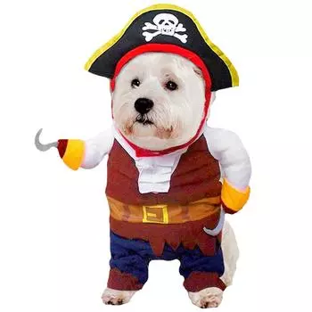 Забавные пиратские костюмы для собак в карибском стиле. Одежда для домашних животных. Косплей. Праздничная одежда со шляпой. Маленькие средние собаки. Милая одежда для домашних животных. Хэллоуин, Рождество. L