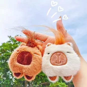 Забавные плюшевые игрушки капибара милый брелок плюшевая подвеска кукла кулон рюкзак автомобильный брелок декор капибара аксессуары детский подарок бронзовый