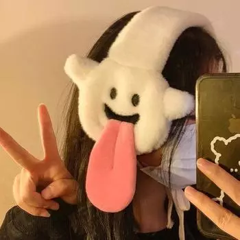 Забавные плюшевые наушники женские зимние теплые утолщенные кавайные японские мультяшные наушники для защиты ушей на открытом воздухе аксессуары для Хэллоуина подарок