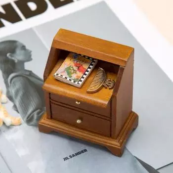 Забавные подарки своими руками без заусенцев 1:12 кукольных декораций для сцен прикроватная тумбочка модель микро ландшафтная мебель тумбочка коричневый