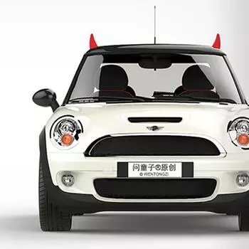 Забавные полиуретановые автостайлинговые антистолкновительные 3D наклейки на автомобиль с рогом демона чёрный