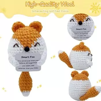 Забавные Позитивные Вязаные Лисички Вязаная Кукла в Подарок для Семьи и Детей One Size