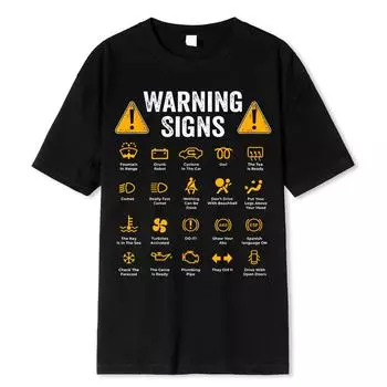 Забавные предупреждающие знаки вождения 101 автомеханик подарок водителю футболка свободного покроя футболка хлопок мужские топы одежда S
