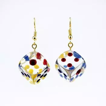 Забавные прозрачные игральные кости, висячие серьги, креативное украшение для ушей, ювелирный подарок золотой