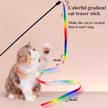 Забавные радужные полоски палочка дразнилка для кошек палочка для кошек игрушки для кошек интерактивные игрушки товары для кошек товары для животных игрушки для кошек интерактивные 1PC