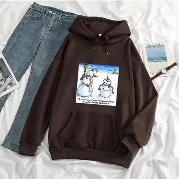 Забавные рождественские толстовки со снеговиком, осенне-зимние женские толстовки унисекс в стиле Харадзюку, рождественские подарки для мальчиков и девочек, топы, толстовки с капюшоном