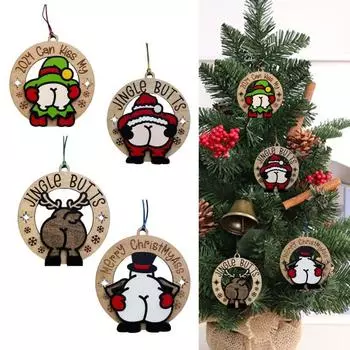 Забавные рождественские украшения, непослушный Санта, снеговик, олень, подвеска, рождественская елка, деревянные подвесные украшения для праздничного декора коричневый