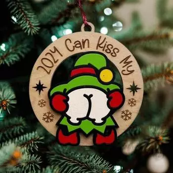 Забавные рождественские украшения Непослушный Санта Снеговик Олень Подвеска Рождественская елка Деревянная подвеска красный