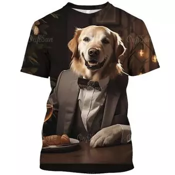 Забавные рубашки для мужчин. Костюм с принтом собаки. Высококачественная мужская одежда. Повседневная уличная дизайнерская спортивная одежда с короткими рукавами. Топы для пляжной вечеринки. 6XL