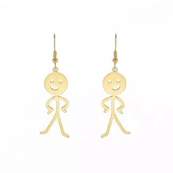 Забавные серьги-каракули для женщинМодные серьги-подвески в стиле панк со средним пальцем в виде человечка из нержавеющей стали в стиле хип-хоп