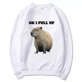 Забавные толстовки с капюшоном «ОК, я подтягиваю вверх», классические зимние теплые топы, толстовка унисекс с круглым вырезом, весна/осень, толстовка с рисунком Sudaderas L