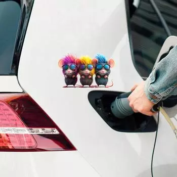 Забавные три маленьких мышки стеклянный фон автомобиля украшение декоративная наклейка 11*16cm /fun-f677uv