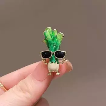 Забавные забавные очки зеленая луковая брошь женский мультфильм милый дизайн корсаж креативный овощной значок аксессуары для костюма
