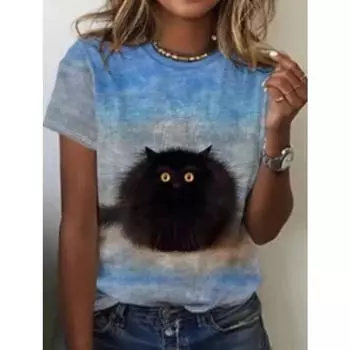 Забавные женские футболки с изображением собаки из мультфильма, милая футболка с 3d принтом, повседневная футболка с короткими рукавами и круглым вырезом, женская одежда S