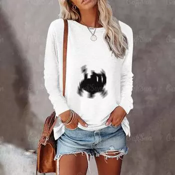 Забавные женские футболки с принтом черного кота, осенняя модная футболка с длинными рукавами, повседневные свободные уличные топы S