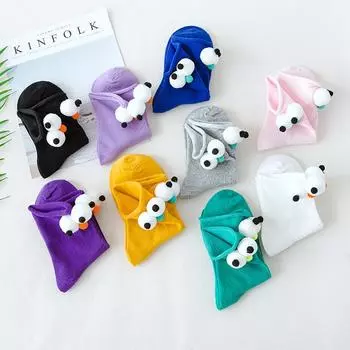 Забавные женские носки, милые хлопковые короткие носки с героями мультфильмов, модные однотонные милые носки в стиле Харадзюку в стиле ретро, японские кавайные носки EUR 34-39 белый