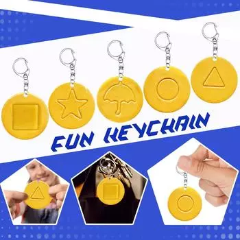 Забавный акриловый брелок, брелок в виде сахарного печенья, квадратный круглый ключ-кальмар для дверной таблички, подвеска-кошелек (1Pc) One Size