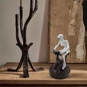 Забавный аниматронный скелет Хэллоуин анимированный скелет езда на велосипеде орнамент смола настольная фигурка