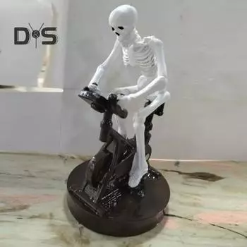 Забавный аниматронный скелет на Хэллоуин, анимированный скелет, едущий на велосипеде, украшение из смолы, настольная фигурка для домашнего офиса, гостиной, декора 1pc белый