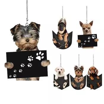 Забавный автомобильный кулон, милая собака, подвесное зеркало заднего вида, карман для маленькой собаки, качели, украшение для интерьера автомобиля, подвесные украшения в виде щенка
