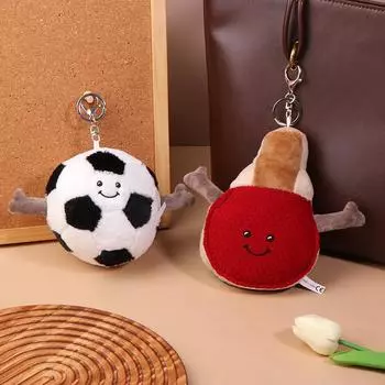 Забавный бадминтон футбол баскетбол регби теннис бейсбол мягкий брелок креативный спортивный мяч плюшевый брелок сумка подвеска декор