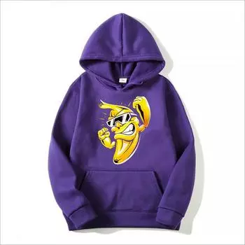 Забавный банановый принт Популярная толстовка с капюшоном Модная хип-хоп одежда Веселые мужские и женские толстовки Повседневный очень большой пуловер S